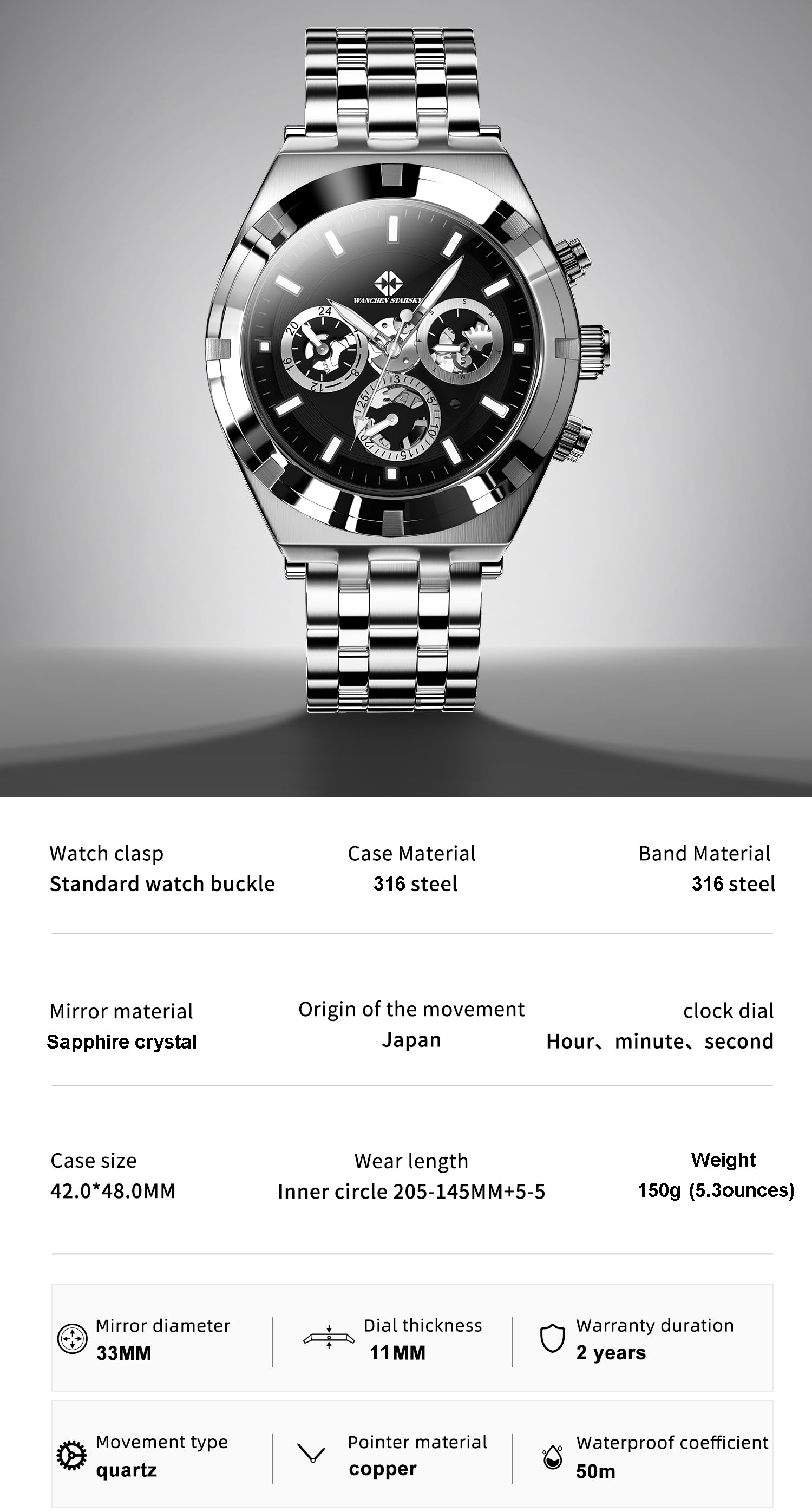 WANCHEN STARSKY Men's Watch S-011