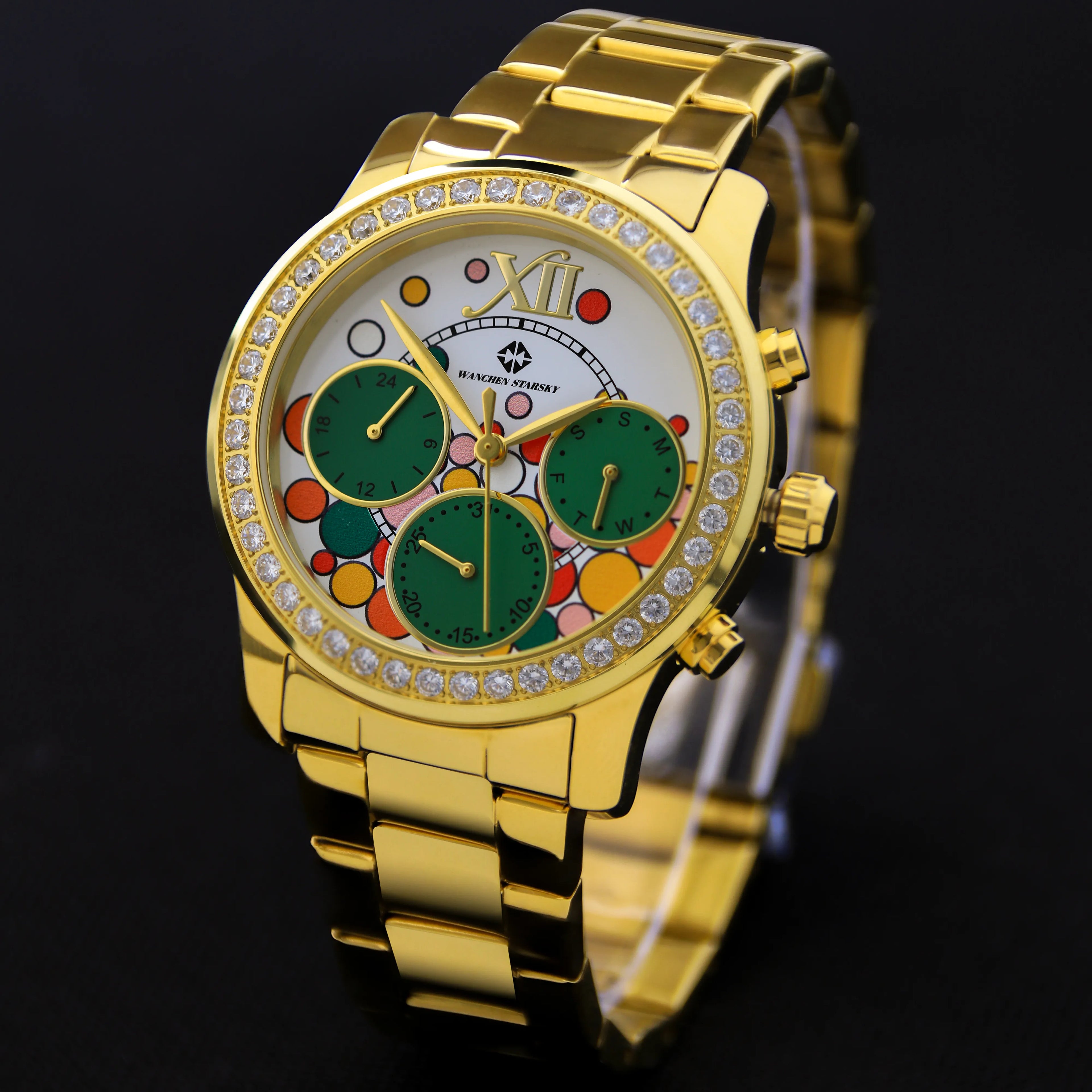 WANCHEN STARSKY Diamond Gold Watch S-009